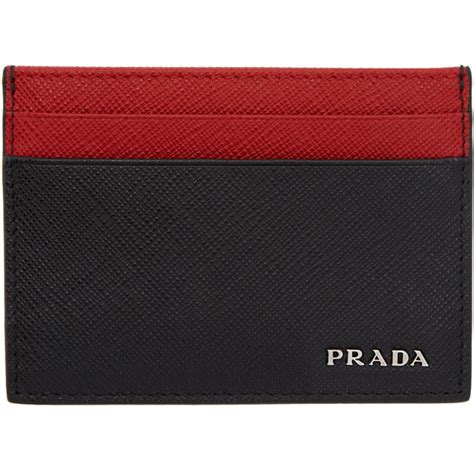 prada black & red saffiano card holder|Prada black reviews.